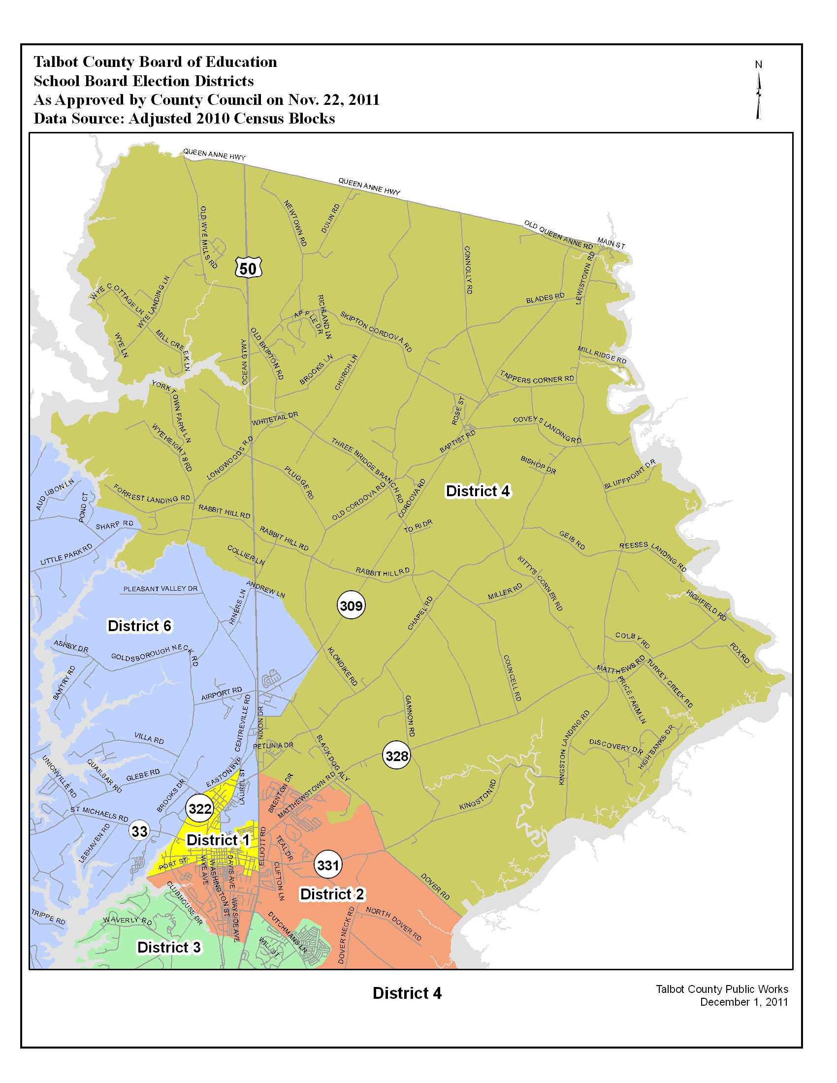 Election Districts Map Talbot County, MD